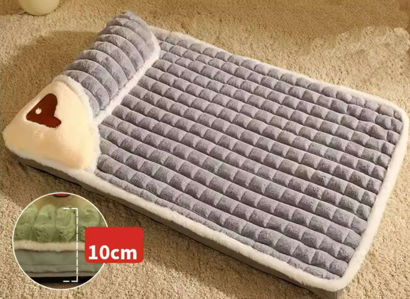 Pet Fleece Pad Bed with Pillow Soft Plush Dog Cushion for Medium Large Dogs 30kg - Happy 4 Paws