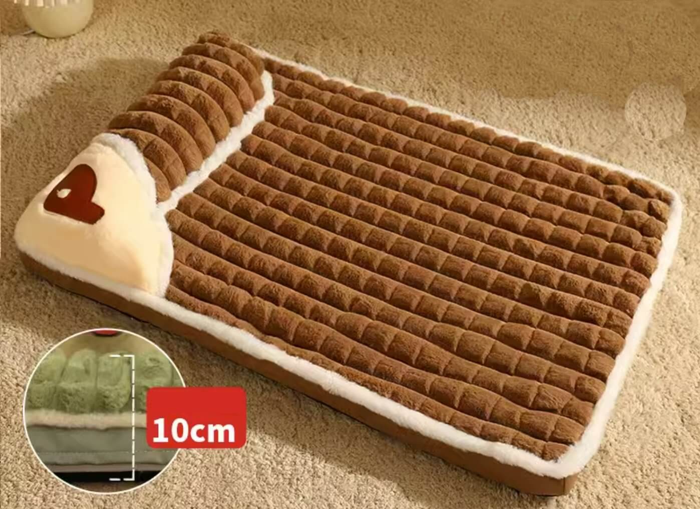 Pet Fleece Pad Bed with Pillow Soft Plush Dog Cushion for Medium Large Dogs 30kg - Happy 4 Paws