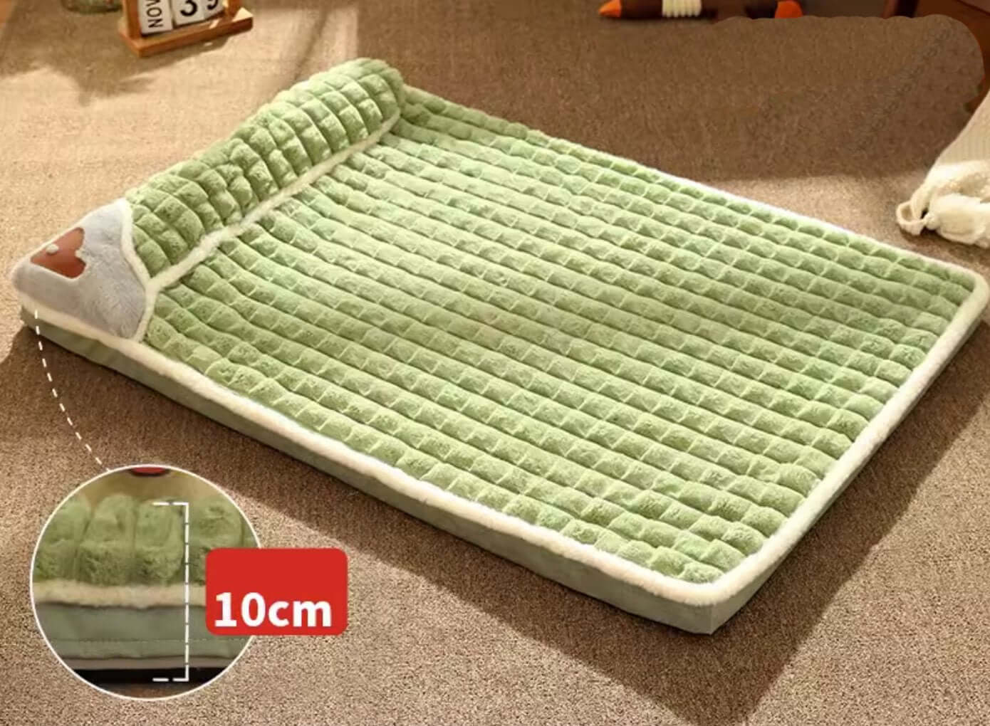 Pet Fleece Pad Bed with Pillow Soft Plush Dog Cushion for Medium Large Dogs 30kg - Happy 4 Paws