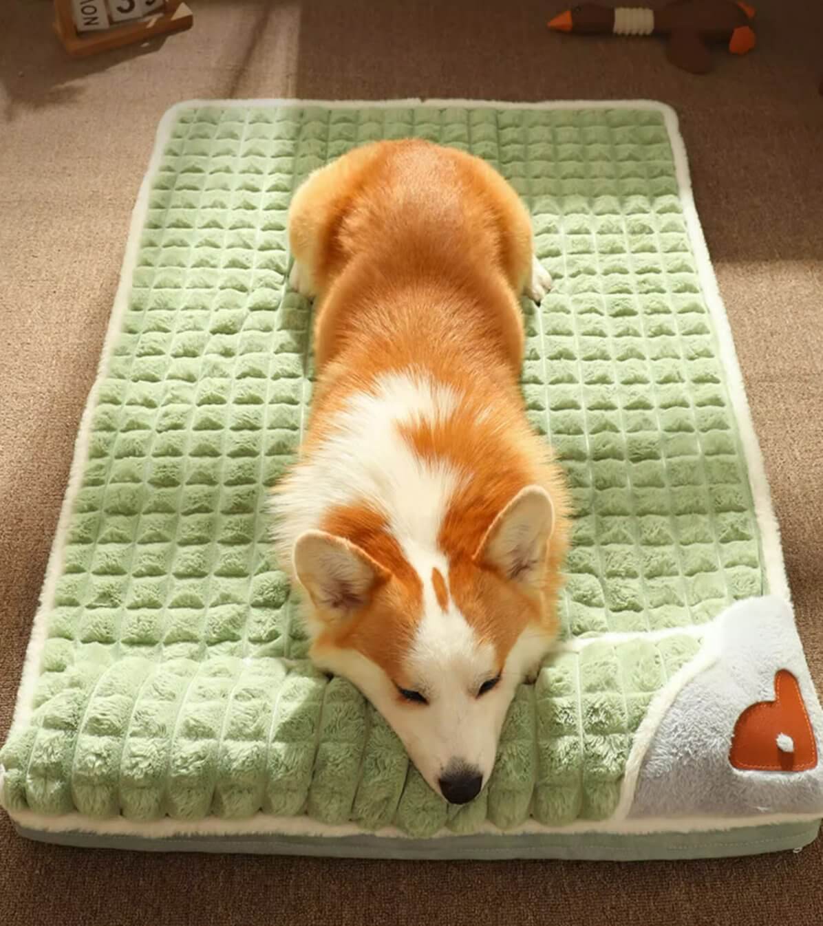 Pet Fleece Pad Bed with Pillow Soft Plush Dog Cushion for Medium Large Dogs 30kg - Happy 4 Paws