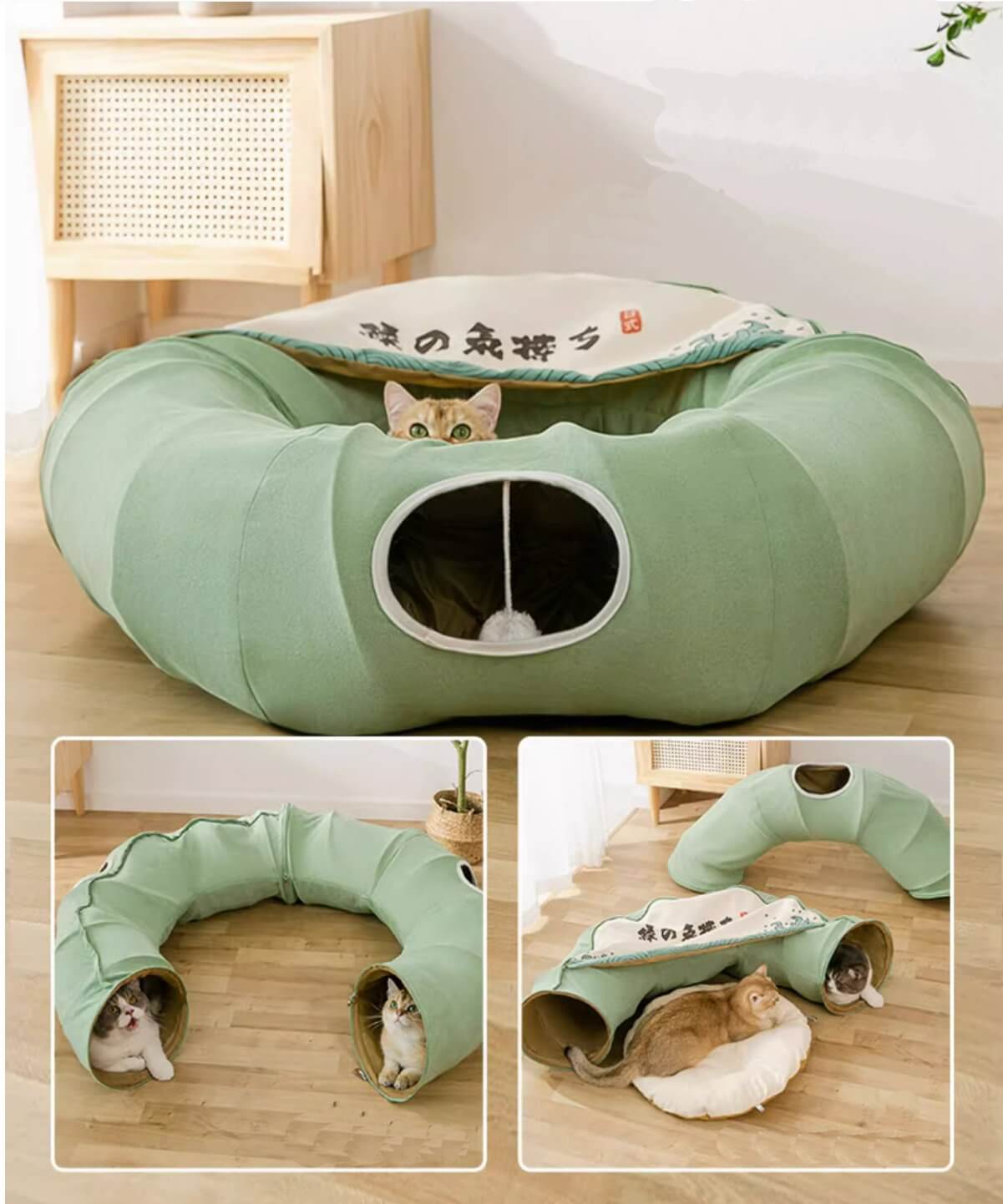 Pet Foldable Round Tunnel Cat Bed Toys Large Space - Happy 4 Paws