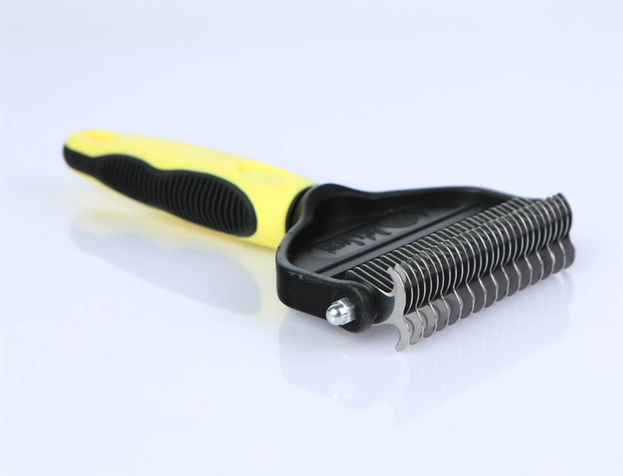 Pet Grooming Brush Double Sided Undercoat Rake for Shedding Hair Dogs Cats Comb - Happy 4 Paws