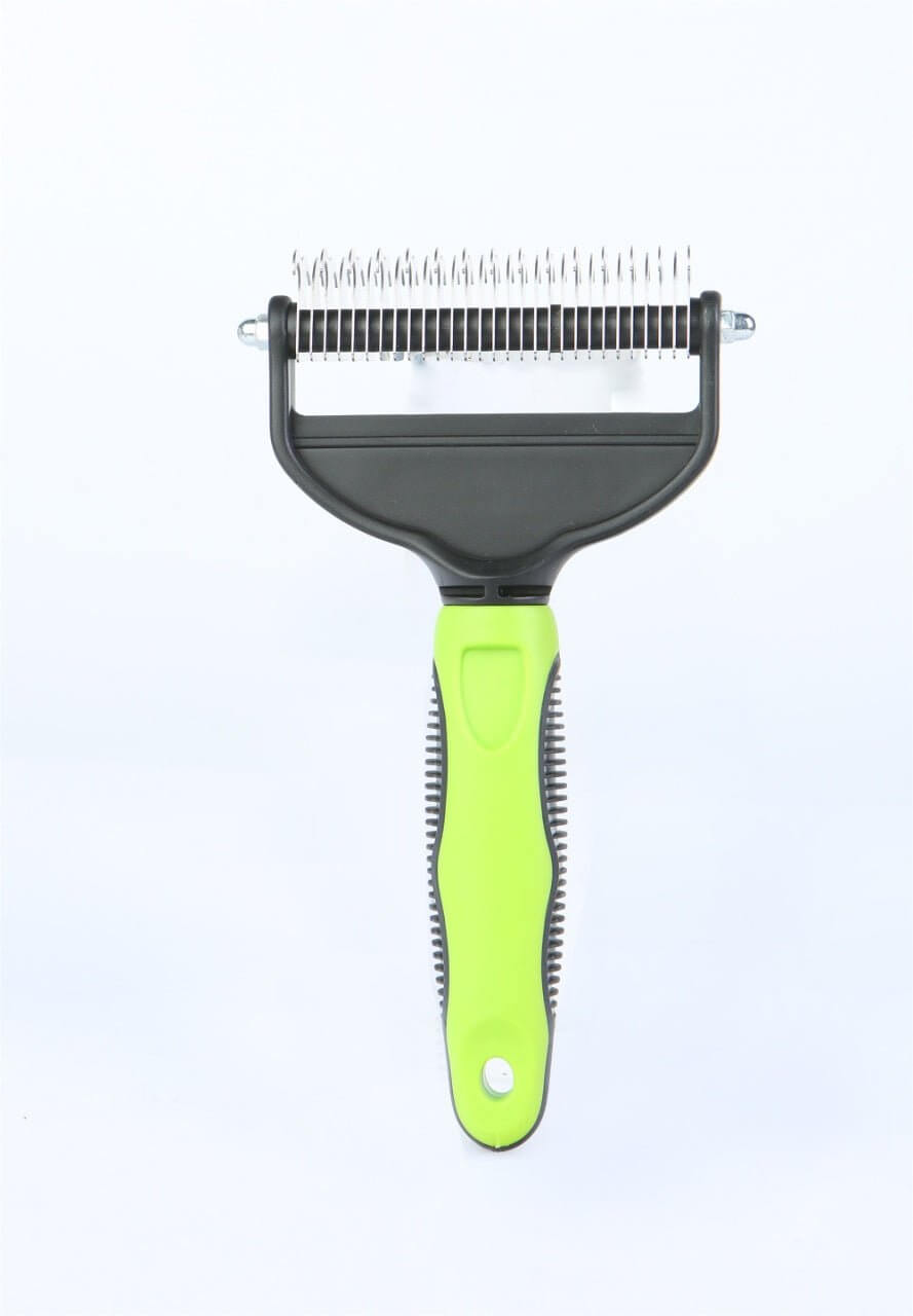 Pet Grooming Brush Double Sided Undercoat Rake for Shedding Hair Dogs Cats Comb - Happy 4 Paws