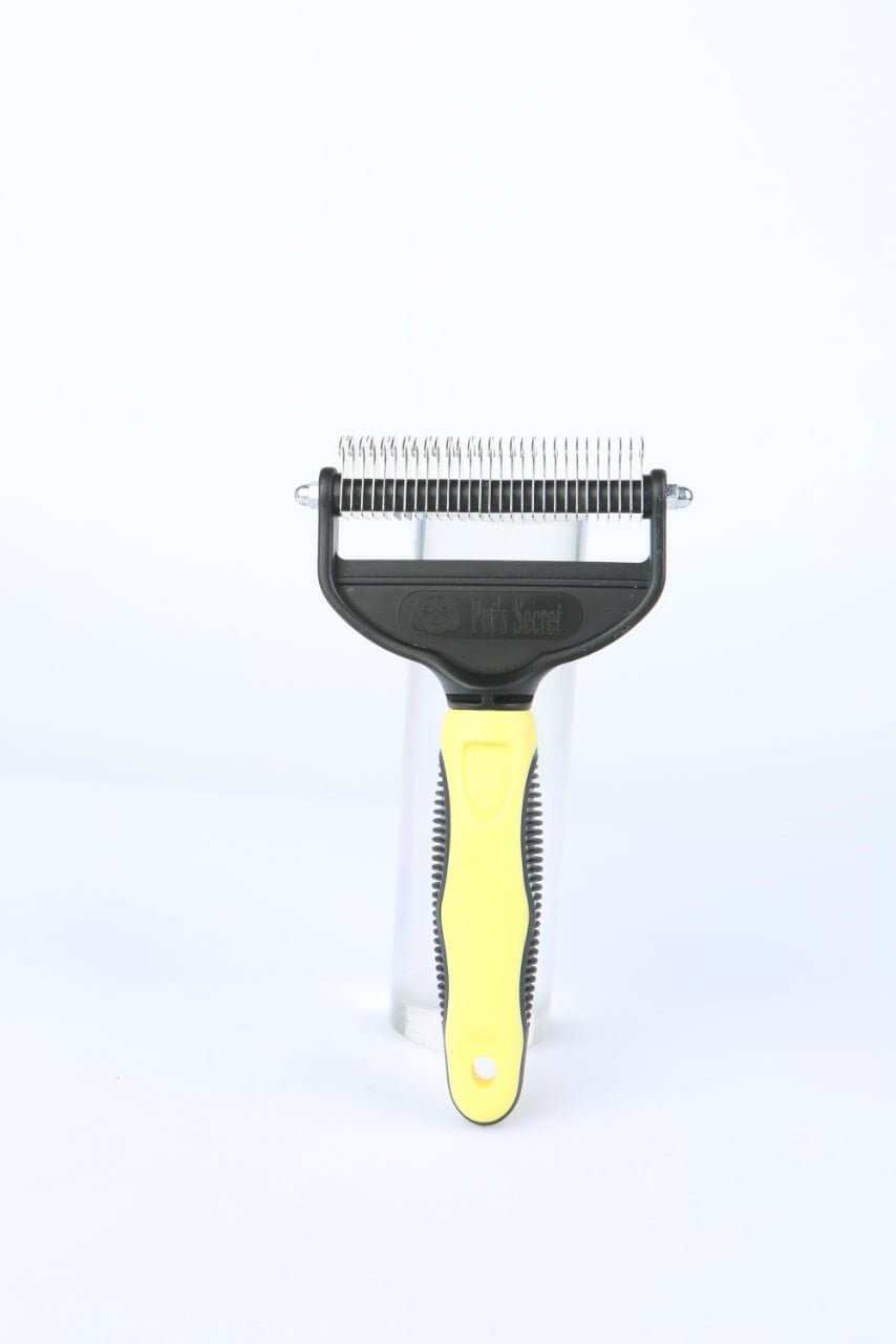 Pet Grooming Brush Double Sided Undercoat Rake for Shedding Hair Dogs Cats Comb - Happy 4 Paws