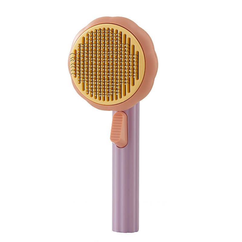 Pet Self - Cleaning Pumpkin Brush for Shedding & Grooming for Long Short Haired Cat Dog - Happy 4 Paws