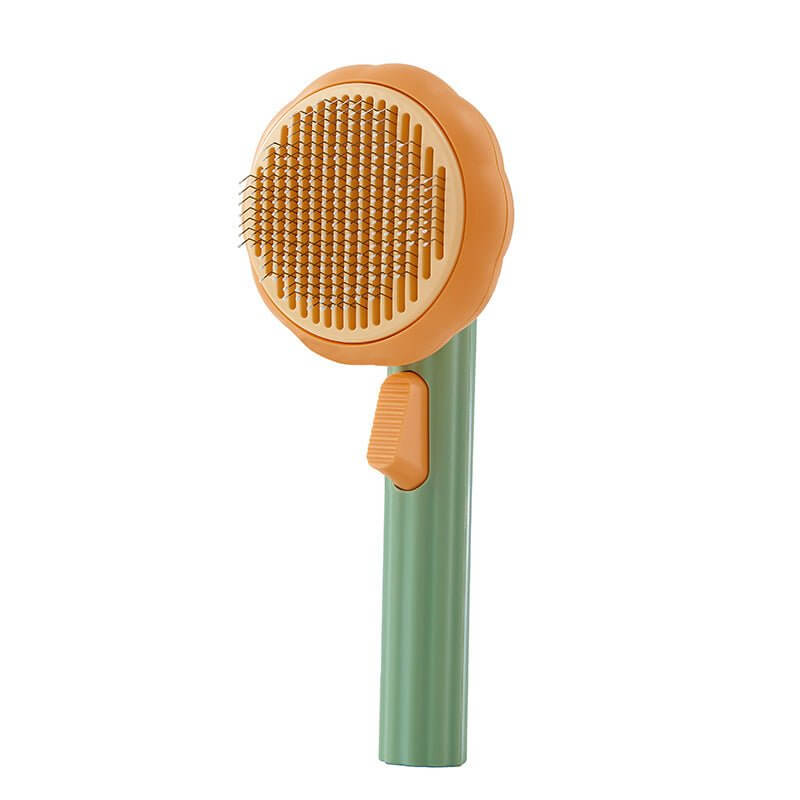 Pet Self - Cleaning Pumpkin Brush for Shedding & Grooming for Long Short Haired Cat Dog - Happy 4 Paws