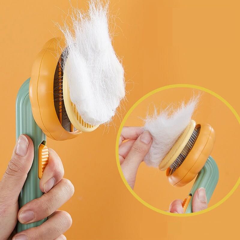 Pet Self - Cleaning Pumpkin Brush for Shedding & Grooming for Long Short Haired Cat Dog - Happy 4 Paws