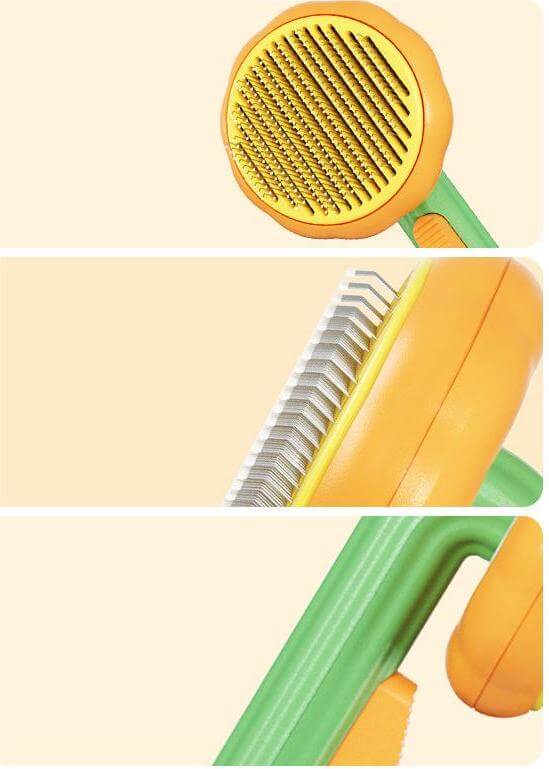 Pet Self - Cleaning Pumpkin Brush for Shedding & Grooming for Long Short Haired Cat Dog - Happy 4 Paws