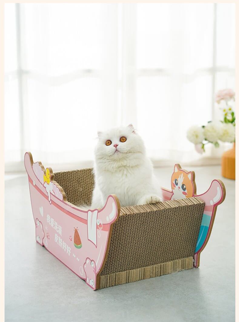 Pink Bubble Bath Tub Cat Scratching Board - Happy 4 Paws