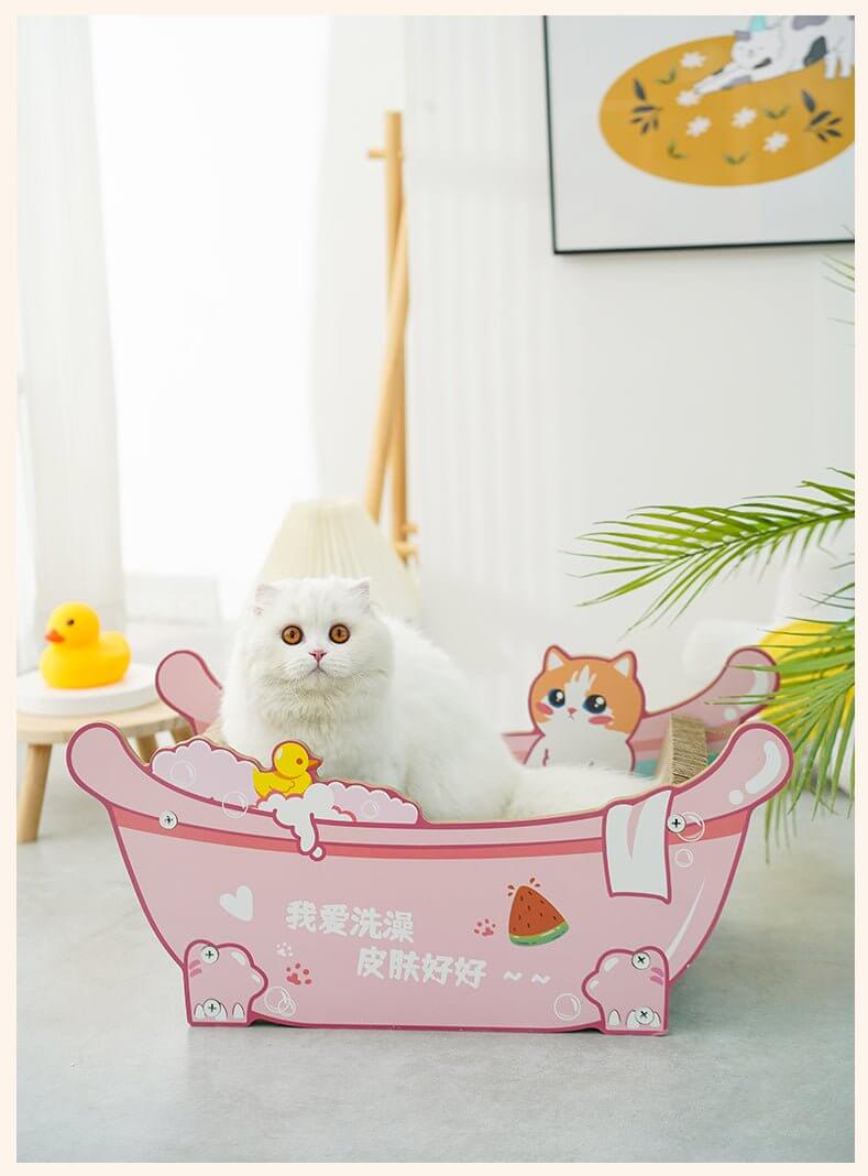 Pink Bubble Bath Tub Cat Scratching Board - Happy 4 Paws