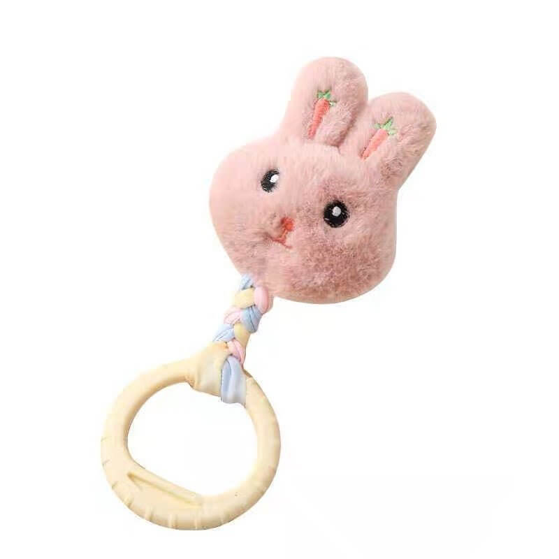 Plush Rabbit Dog Teeth Toy with TPR Rubber Chew Ring - Happy 4 Paws