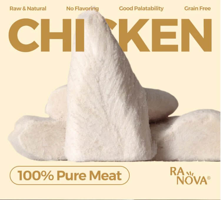 RANOVA Freeze Dried Dog Raw Food Treats - 100% Chicken Breast Grain Free 115g - Happy 4 Paws