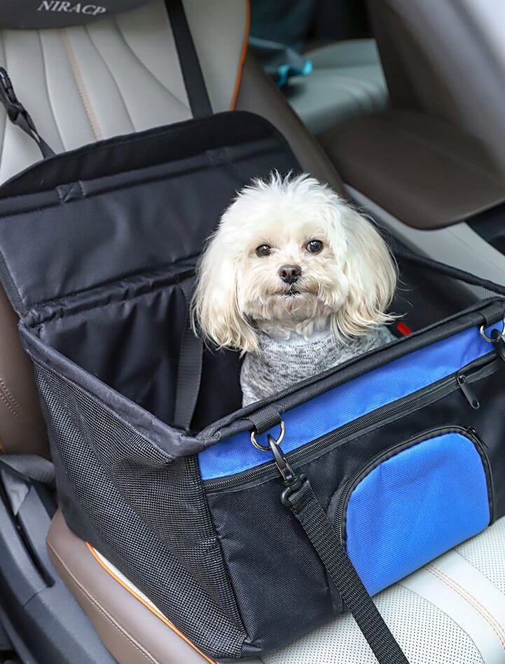 Safe Pet Car Seat with Safety belt & Waterproof Pee Pad & Top Cover - Happy 4 Paws