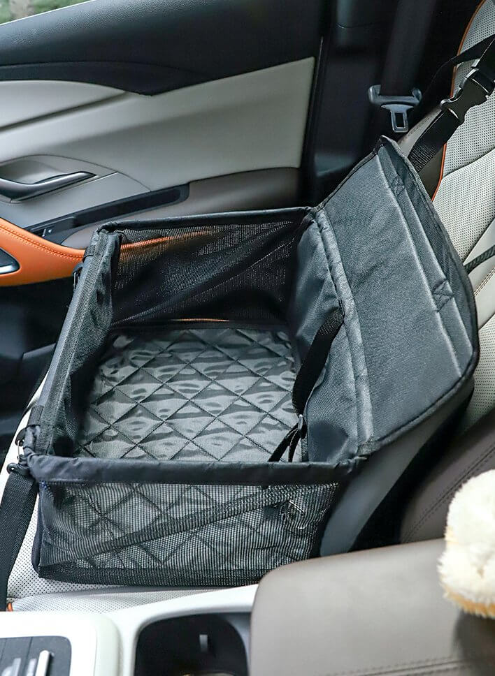 Safe Pet Car Seat with Safety belt & Waterproof Pee Pad & Top Cover - Happy 4 Paws