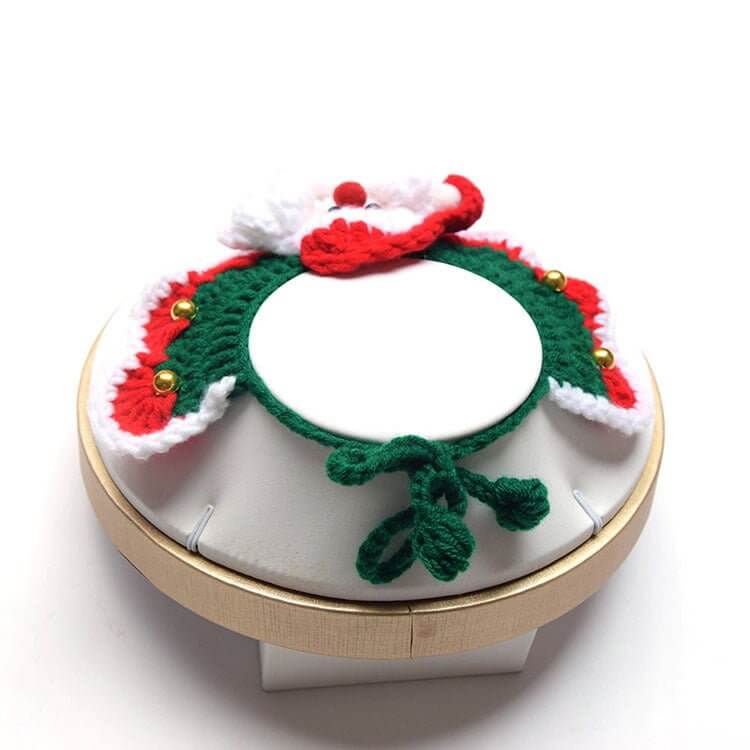 Santa Claus Pattern Handmade Knitted Pet Christmas Collar for Dog Cat - Happy 4 Paws