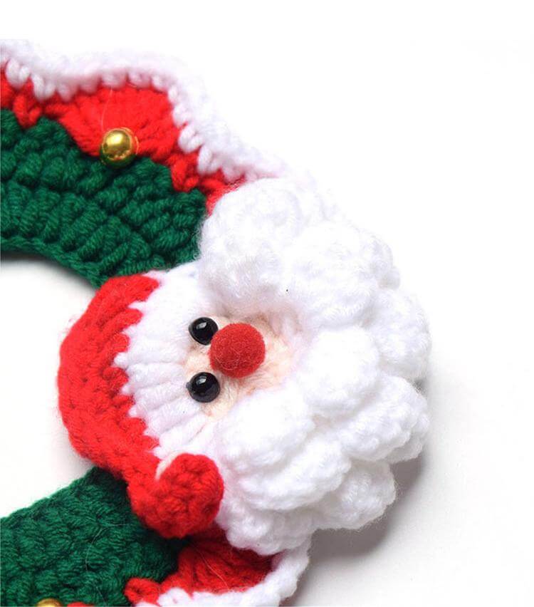 Santa Claus Pattern Handmade Knitted Pet Christmas Collar for Dog Cat - Happy 4 Paws