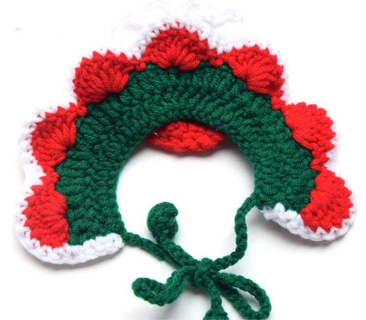 Santa Claus Pattern Handmade Knitted Pet Christmas Collar for Dog Cat - Happy 4 Paws