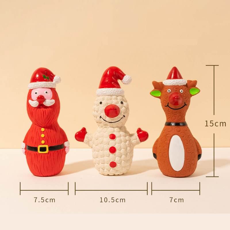 Santa Elk Snowman Christmas Durable Latex Squeaky Dog Chew Toys - Happy 4 Paws