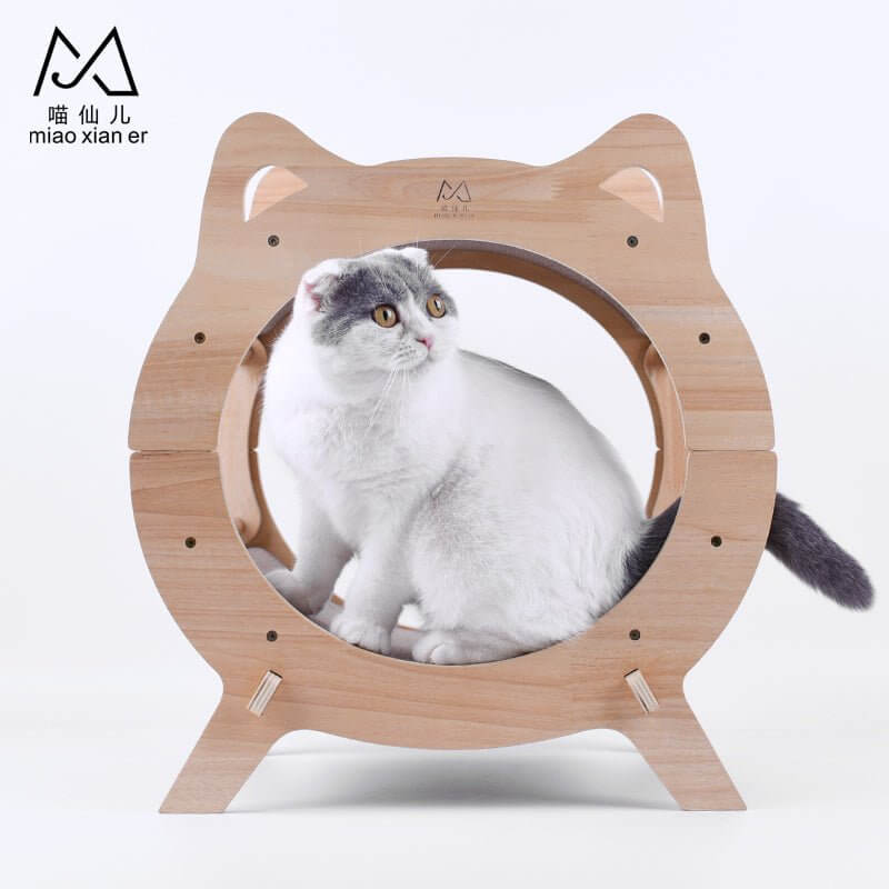 Solid Wood Cute Cat Head Shaped Scratcher - Happy 4 Paws