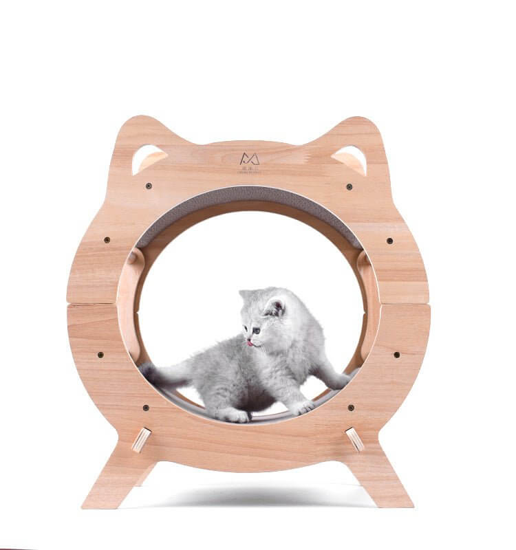 Solid Wood Cute Cat Head Shaped Scratcher - Happy 4 Paws