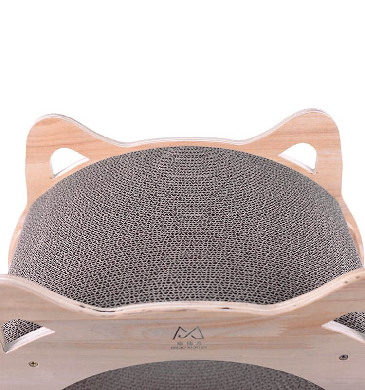 Solid Wood Cute Cat Head Shaped Scratcher - Happy 4 Paws