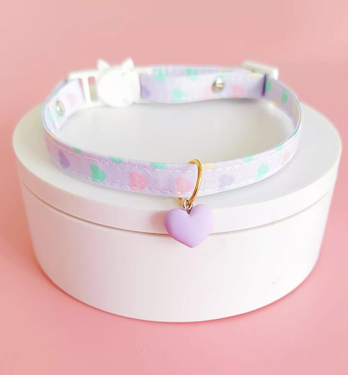 Sweet Love Heart Adjustable Pet Collar with Pendant for Cats or Small Dogs - Happy 4 Paws