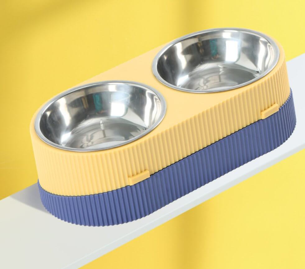 Triple Cat Food Bowls Double - Layer Slow Feed Dog Bowl - Happy 4 Paws