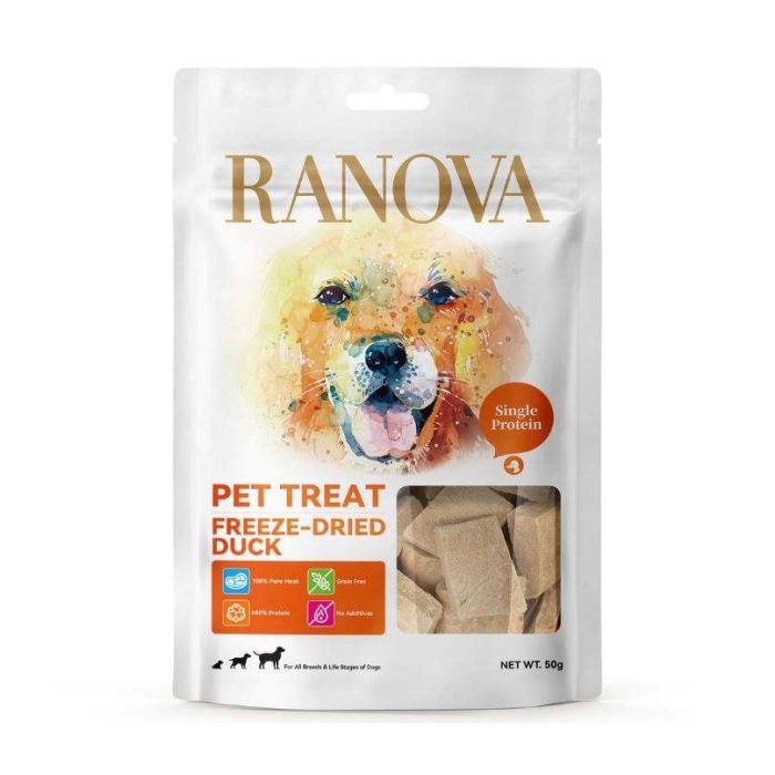 RANOVA Freeze Dried Dog Treats Raw Food - 100% Duck Breast - 50g