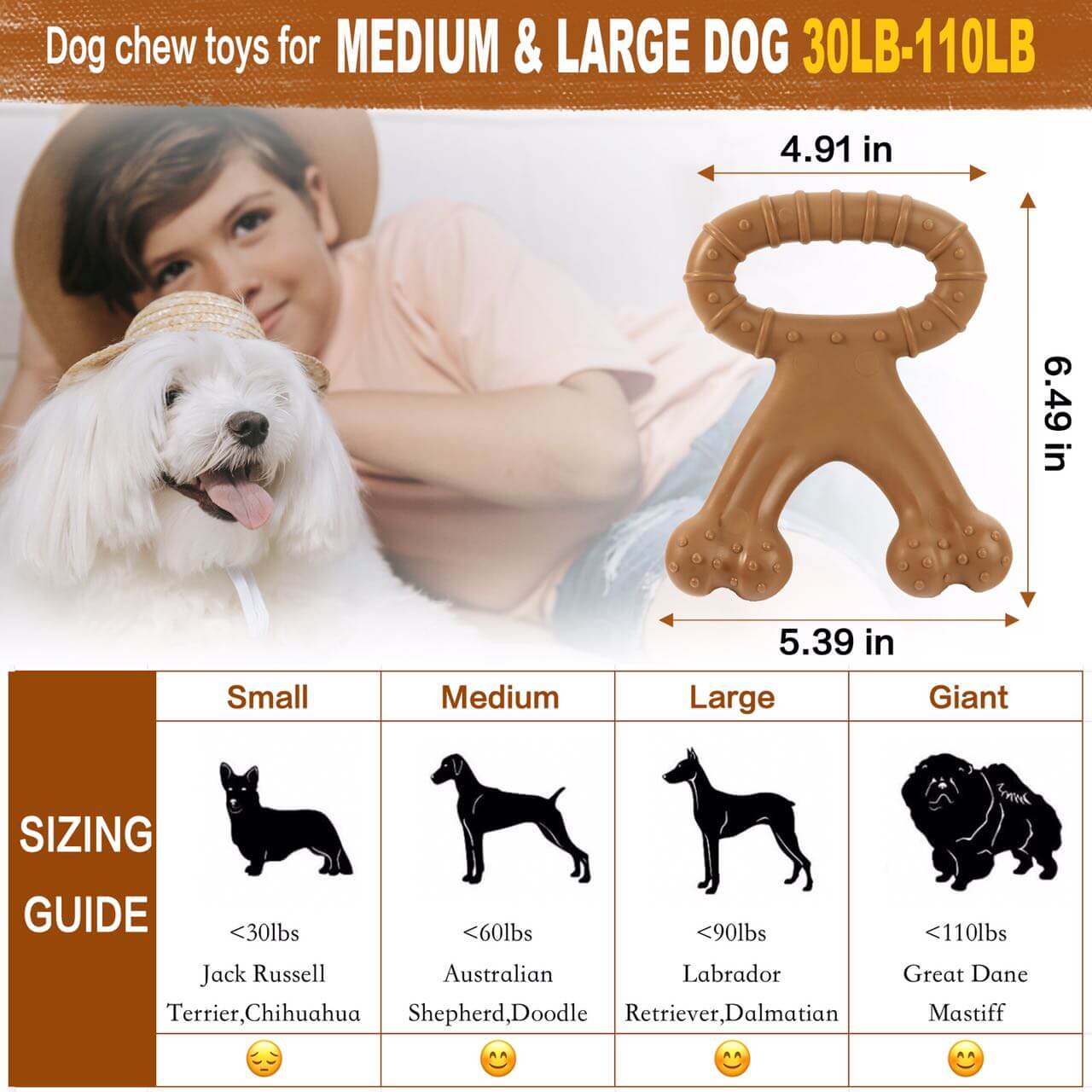 Very Durable Interactive Dog Chew Toys with Food Flavor for Medium Large Dogs - Happy 4 Paws