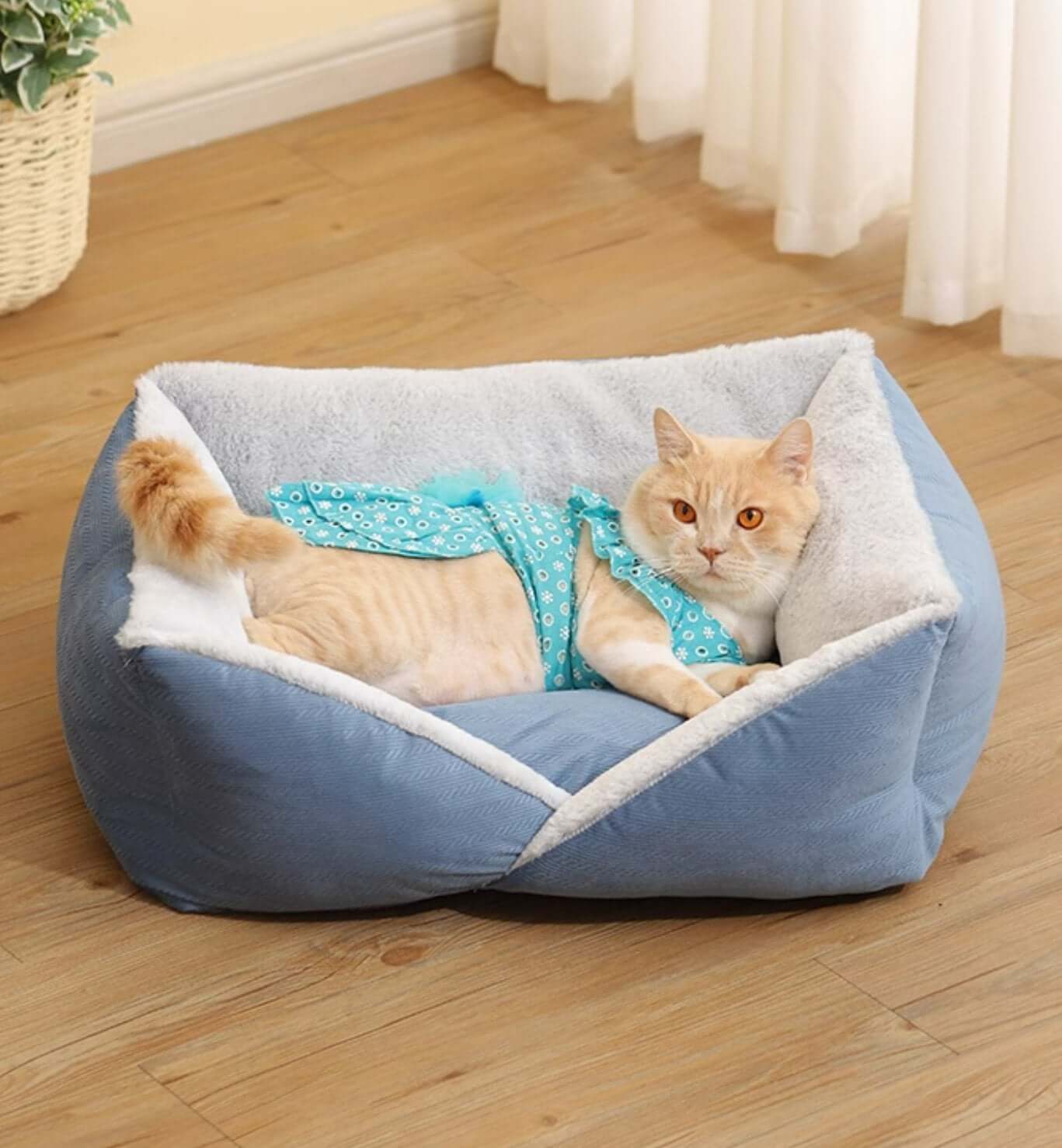 Warm Cat Nest Large Rectangle Fleece Bed for Cat Small Dog - Happy 4 Paws