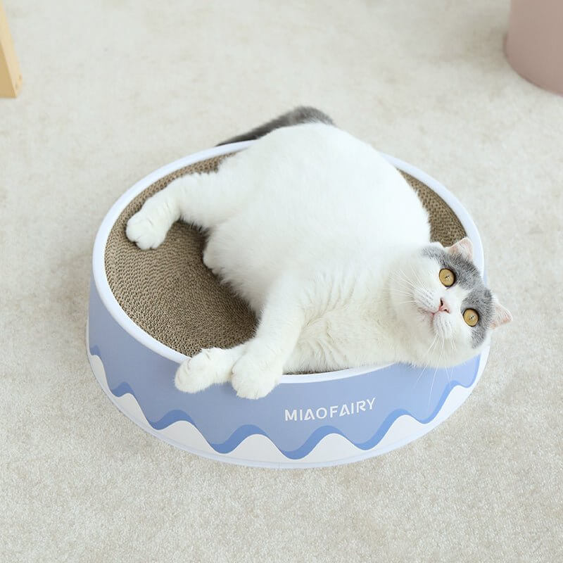 Washable Reusable Thick Shell Cat Corrugated Paper Scratcher Bed - Happy 4 Paws