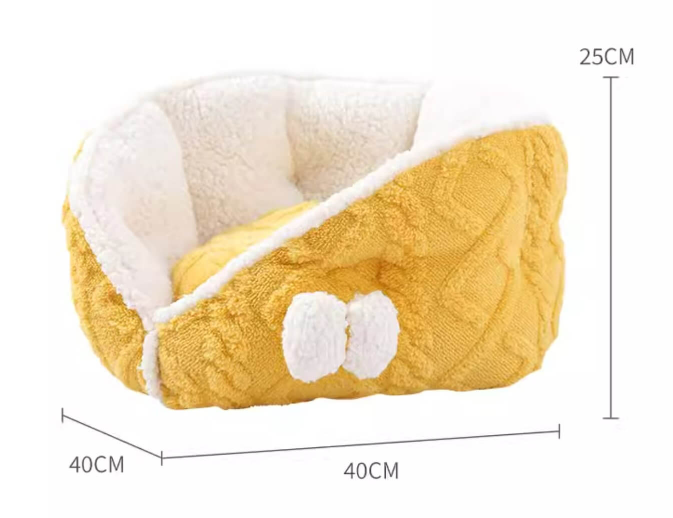 Yellow Cheese Warm Cat Fleece Bed Semi - enclosed Pet Bed for Cat Small Dog - Happy 4 Paws