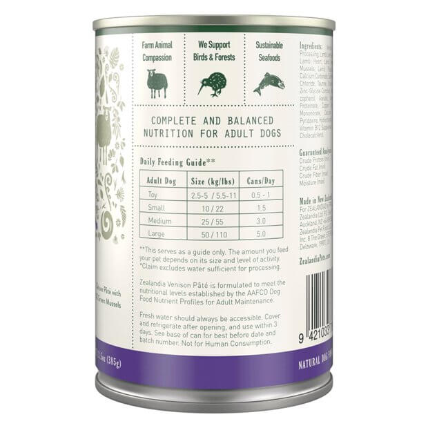 ZEALANDIA Venison Pate Dog 12 x 385g - Happy 4 Paws